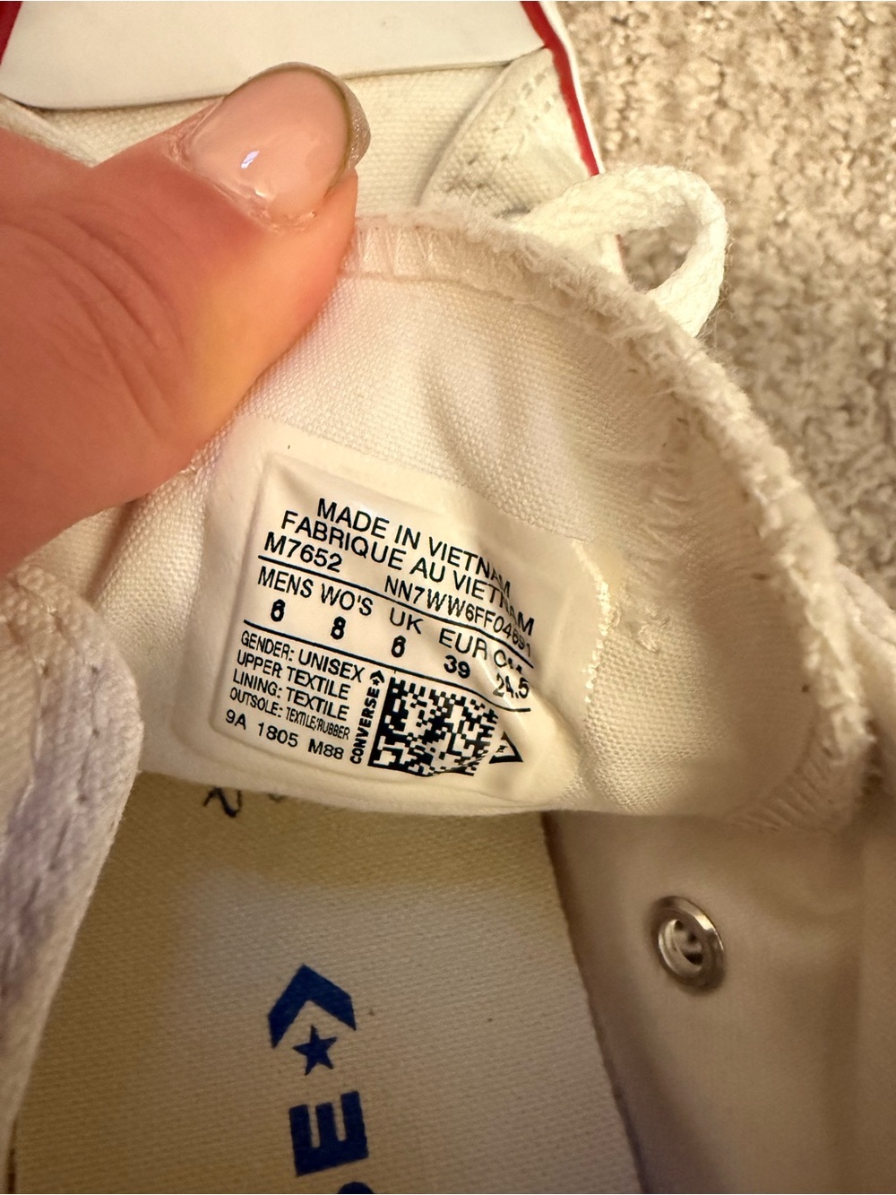 Converse Low Top Canvas Sneakers in White with Red Stripe - Picture 4 of 4